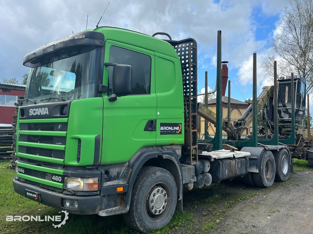 2001 Scania R144 6x4 Loglift + 1997 Närko TP3-RT-280 - משאית עץ, משאית מנוף: תמונה 1 2001 Scania R144 6x4 Loglift + 1997 Närko TP3-RT-280 - משאית עץ, משאית מנוף: תמונה 1