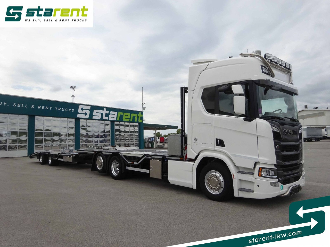 Scania R770 V8 Fahrzeugtransporter + Ziegler Anhänger - משאית צד נופל/ שטוחה: תמונה 3 Scania R770 V8 Fahrzeugtransporter + Ziegler Anhänger - משאית צד נופל/ שטוחה: תמונה 3