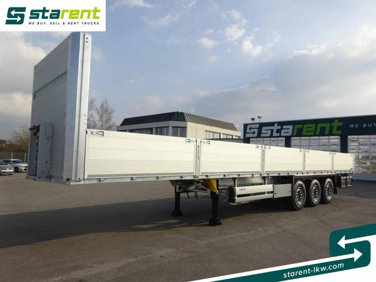 Schmitz Baustofftrailer Liftachse Rungen 80cm Bordwände - סמיטריילר צד נופל/ שטוח: תמונה 1 Schmitz Baustofftrailer Liftachse Rungen 80cm Bordwände - סמיטריילר צד נופל/ שטוח: תמונה 1