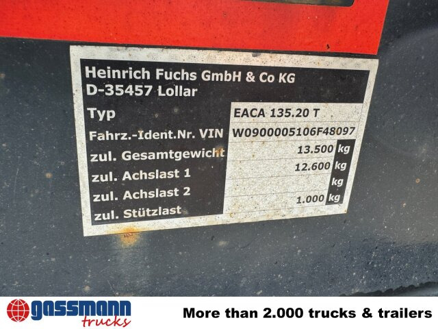 FUCHS EACA 135.20 T, Absetzanhänger für 1 - קרון נגרר מוביל מכולות/ החלפת גוף: תמונה 2 FUCHS EACA 135.20 T, Absetzanhänger für 1 - קרון נגרר מוביל מכולות/ החלפת גוף: תמונה 2