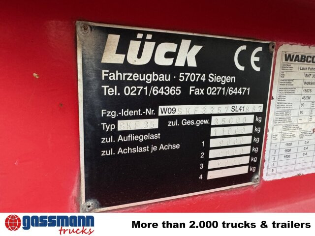 LÜCK SKF 35, Stahlmulde ca. 37m³, Liftachse - סמיטריילר עם מזהיר: תמונה 3 LÜCK SKF 35, Stahlmulde ca. 37m³, Liftachse - סמיטריילר עם מזהיר: תמונה 3