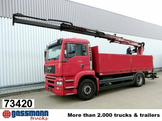 MAN TGA 18.360 4x2, Baustoff, Kran ATLAS 125.1 - משאית צד נופל/ שטוחה, משאית מנוף: תמונה 1 MAN TGA 18.360 4x2, Baustoff, Kran ATLAS 125.1 - משאית צד נופל/ שטוחה, משאית מנוף: תמונה 1