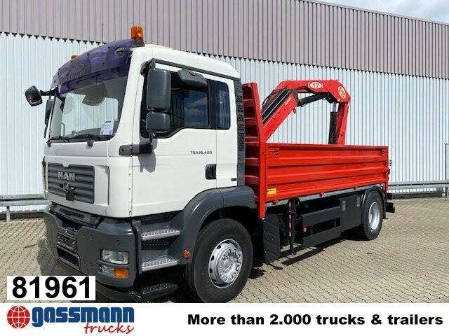 MAN TGA 18.400 4x2 BL Pritsche Heckkran PM17523 - משאית צד נופל/ שטוחה, משאית מנוף: תמונה 1 MAN TGA 18.400 4x2 BL Pritsche Heckkran PM17523 - משאית צד נופל/ שטוחה, משאית מנוף: תמונה 1