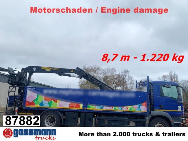 MAN TGM 18.290 4x2 BL, Heckkran Palfinger PK12001L, - משאית צד נופל/ שטוחה, משאית מנוף: תמונה 1 MAN TGM 18.290 4x2 BL, Heckkran Palfinger PK12001L, - משאית צד נופל/ שטוחה, משאית מנוף: תמונה 1