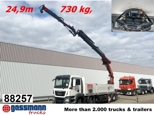 MAN TGS 35.440 8x4 BL, Navi, Heckkran Palfinger - משאית צד נופל/ שטוחה, משאית מנוף: תמונה 1 MAN TGS 35.440 8x4 BL, Navi, Heckkran Palfinger - משאית צד נופל/ שטוחה, משאית מנוף: תמונה 1