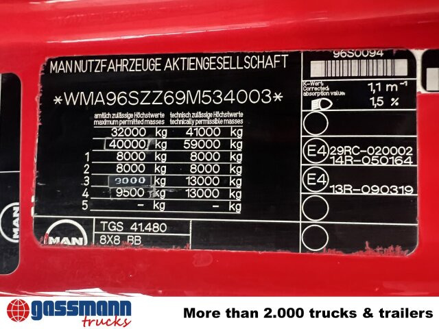 MAN TGS 41.480 8X8 BB, Motorabtrieb - משאית הרמת וו: תמונה 5 MAN TGS 41.480 8X8 BB, Motorabtrieb - משאית הרמת וו: תמונה 5