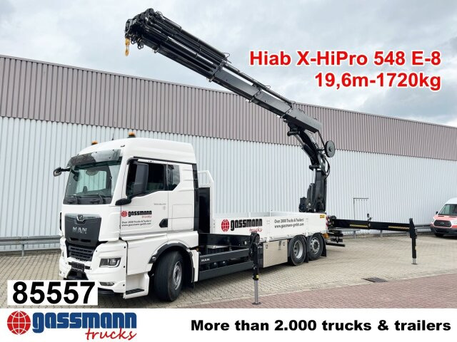 MAN TGX 26.510 6x2-4 LL, Kran Hiab X-HiPro 548 E-8, - משאית צד נופל/ שטוחה, משאית מנוף: תמונה 1 MAN TGX 26.510 6x2-4 LL, Kran Hiab X-HiPro 548 E-8, - משאית צד נופל/ שטוחה, משאית מנוף: תמונה 1