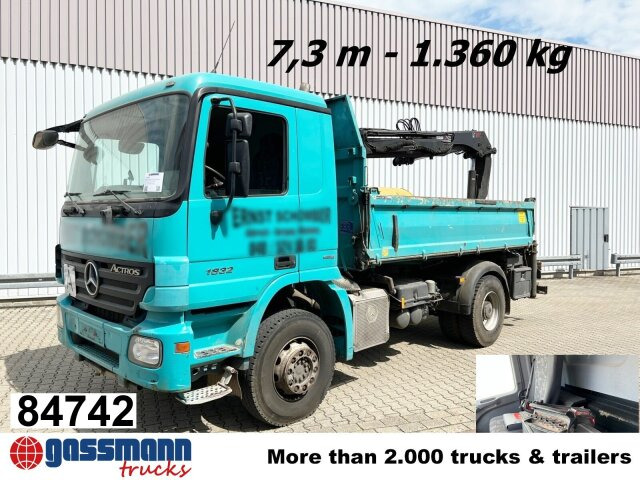 Mercedes-Benz Actros 1832 K 4x2 mit Heckkran Hiab XS 099ES-2 - מזהיר, משאית מנוף: תמונה 1 Mercedes-Benz Actros 1832 K 4x2 mit Heckkran Hiab XS 099ES-2 - מזהיר, משאית מנוף: תמונה 1