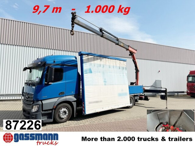 Mercedes-Benz Actros 1836 L 4x2, Glastransporter, Heckkran - משאית צד נופל/ שטוחה, משאית מנוף: תמונה 1 Mercedes-Benz Actros 1836 L 4x2, Glastransporter, Heckkran - משאית צד נופל/ שטוחה, משאית מנוף: תמונה 1