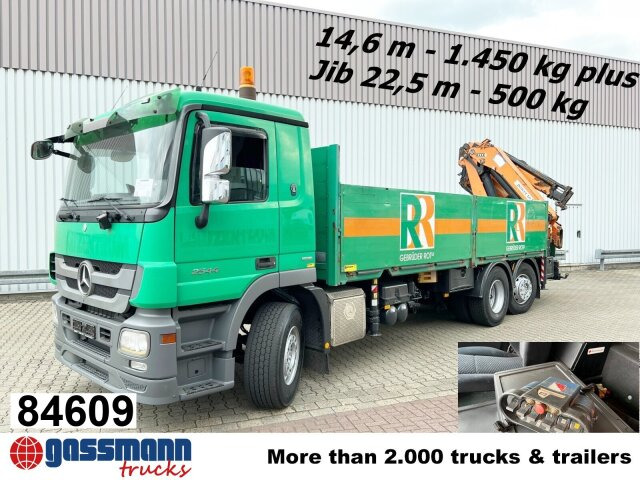 Mercedes-Benz Actros 2544 L 6x2, Retarder, Lenkachse, Heckkran - משאית צד נופל/ שטוחה, משאית מנוף: תמונה 1 Mercedes-Benz Actros 2544 L 6x2, Retarder, Lenkachse, Heckkran - משאית צד נופל/ שטוחה, משאית מנוף: תמונה 1