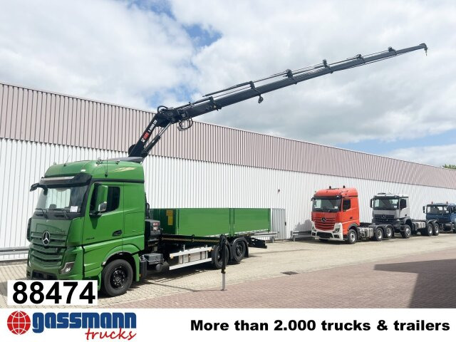 Mercedes-Benz Actros 2548 L 6x2 mit Kran Hiab X-HiDuo 228 - משאית צד נופל/ שטוחה, משאית מנוף: תמונה 1 Mercedes-Benz Actros 2548 L 6x2 mit Kran Hiab X-HiDuo 228 - משאית צד נופל/ שטוחה, משאית מנוף: תמונה 1