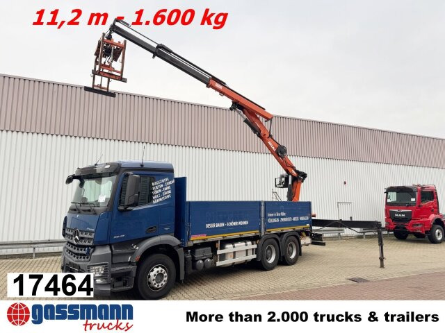 Mercedes-Benz Arocs 2642 6x4 mit Heckkran Atlas AK 186.3 V-2 - משאית צד נופל/ שטוחה, משאית מנוף: תמונה 1 Mercedes-Benz Arocs 2642 6x4 mit Heckkran Atlas AK 186.3 V-2 - משאית צד נופל/ שטוחה, משאית מנוף: תמונה 1
