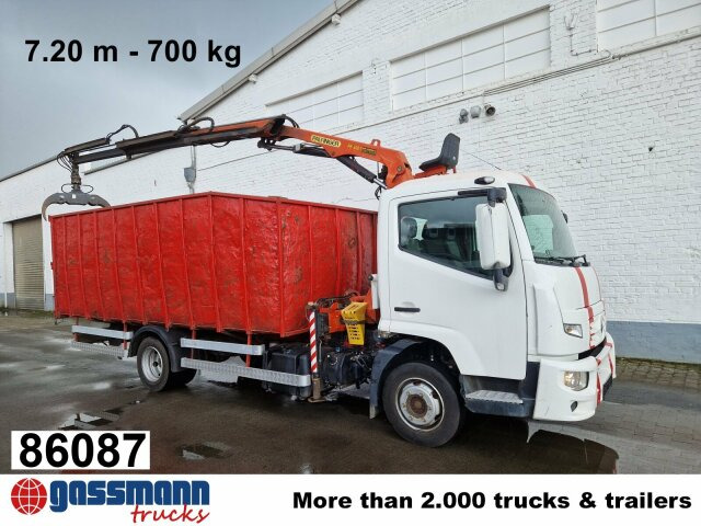 Renault D 180.75 4x2 mit Kran Palfinger PK6001 - משאית צד נופל/ שטוחה, משאית מנוף: תמונה 1 Renault D 180.75 4x2 mit Kran Palfinger PK6001 - משאית צד נופל/ שטוחה, משאית מנוף: תמונה 1