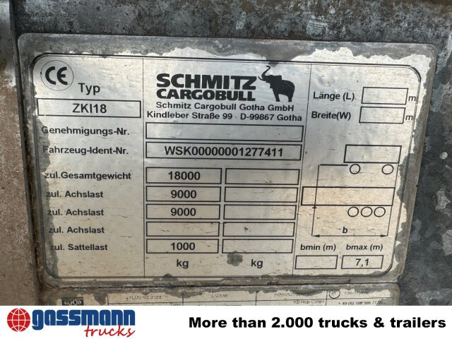 Schmitz Cargobull ZKI 18-4.9, Stahlbordwände ca. 10m³, Rahmen - קרון נגרר עם מזהיר: תמונה 3 Schmitz Cargobull ZKI 18-4.9, Stahlbordwände ca. 10m³, Rahmen - קרון נגרר עם מזהיר: תמונה 3