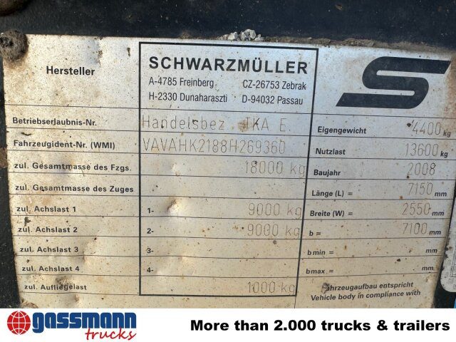 Schwarzmüller TKA 18, Alu-Bordwände, ca. 11m³ - קרון נגרר עם מזהיר: תמונה 2 Schwarzmüller TKA 18, Alu-Bordwände, ca. 11m³ - קרון נגרר עם מזהיר: תמונה 2