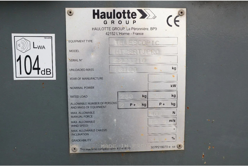 מוט טלסקופי Haulotte HT28 RTJ PRO | 28 METER | GOOD CONDITION: תמונה 18