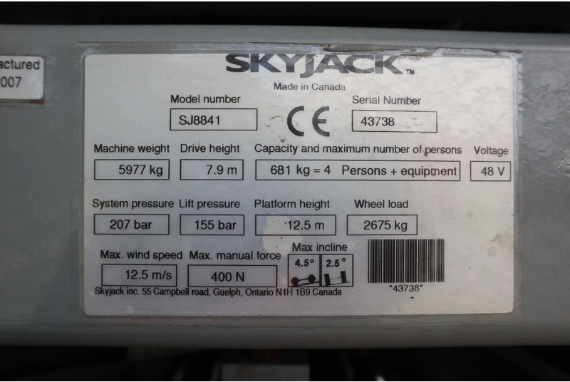 מעלית מספריים Skyjack SJ8841 E | 14.5 METER | 681 KG: תמונה 19