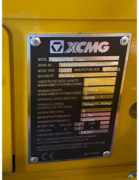 מעלית מספריים XCMG XG0607DC | 5.9 M | NEW & UNUSED | 2 UNITS AVAILABLE | GS-1432: תמונה 18