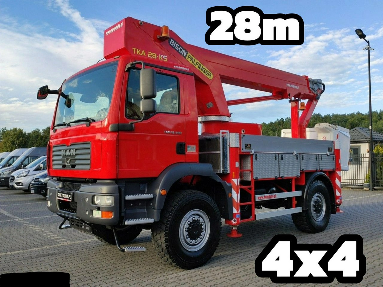 MAN TGM 18.280 4x4 Zwyżka Bison Palfinger TKA 28 Podnośnik Koszowy - פלטפורמה אווירית מותקנת על משאית: תמונה 1 MAN TGM 18.280 4x4 Zwyżka Bison Palfinger TKA 28 Podnośnik Koszowy - פלטפורמה אווירית מותקנת על משאית: תמונה 1