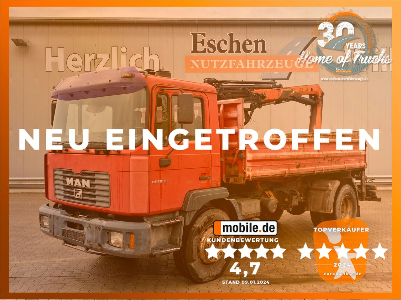 MAN 18.285 MC | Palfinger PK 9501*Blatt*2x AHK+Oel - מזהיר, משאית מנוף: תמונה 1 MAN 18.285 MC | Palfinger PK 9501*Blatt*2x AHK+Oel - מזהיר, משאית מנוף: תמונה 1