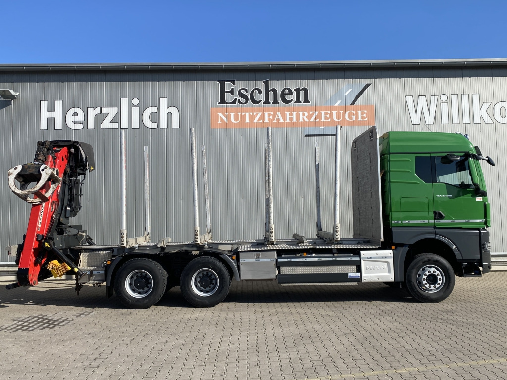 משאית עץ, משאית מנוף MAN TGX 33.580 6x4 BB Kurzholzaufbau / Kran: תמונה 6