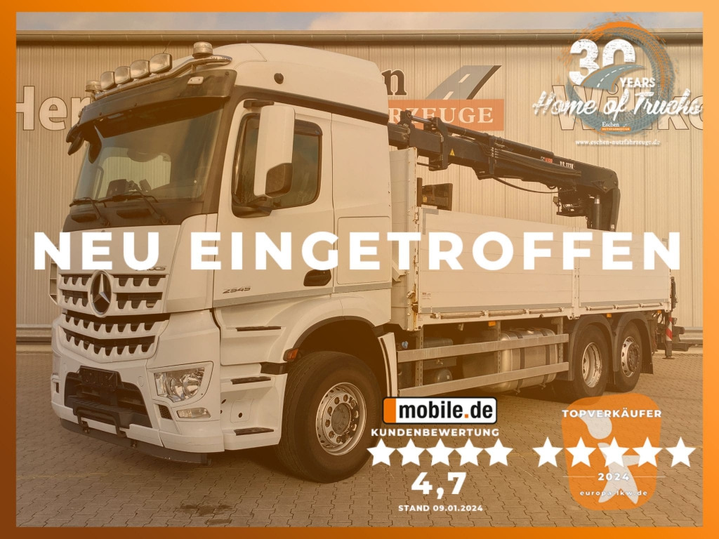 Mercedes-Benz 2545 L 6x2 Arocs / HIAB 177 K Pro Kran - משאית צד נופל/ שטוחה, משאית מנוף: תמונה 1 Mercedes-Benz 2545 L 6x2 Arocs / HIAB 177 K Pro Kran - משאית צד נופל/ שטוחה, משאית מנוף: תמונה 1