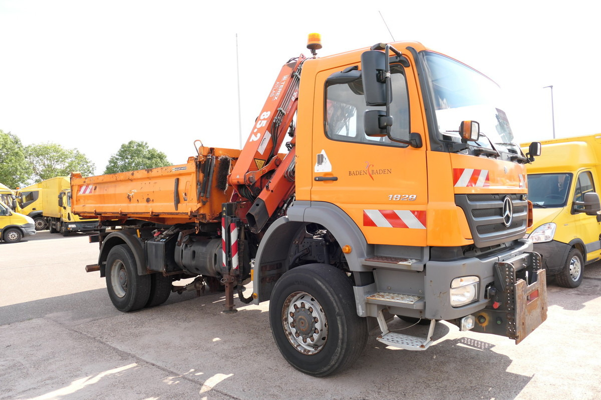 MERCEDES-BENZ 1828 AK Kran Axor-R Atlas 85.2 Kipper Winterdien - מזהיר, משאית מנוף: תמונה 1 MERCEDES-BENZ 1828 AK Kran Axor-R Atlas 85.2 Kipper Winterdien - מזהיר, משאית מנוף: תמונה 1