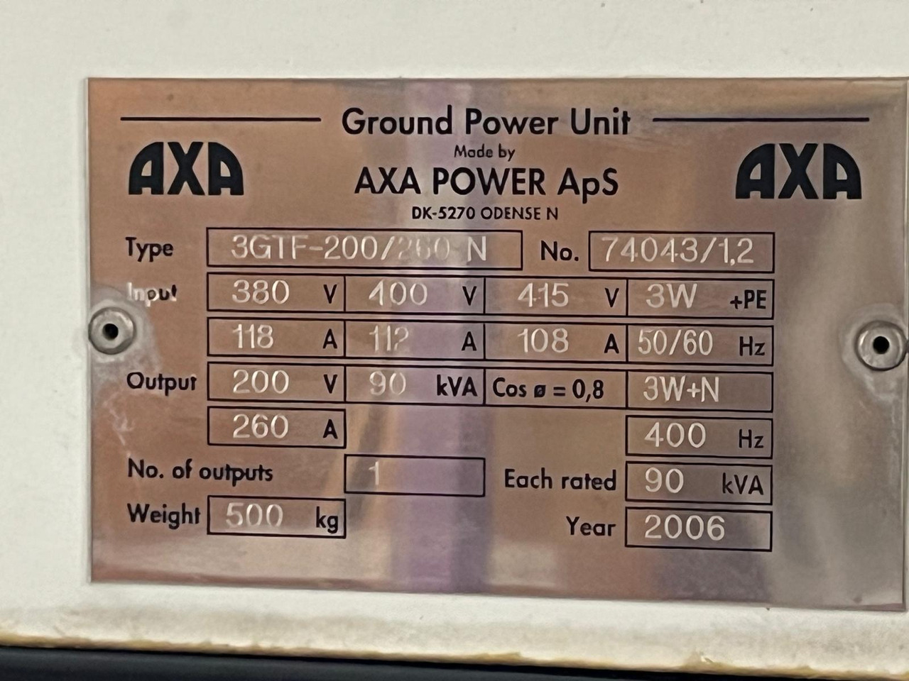 Axa Power - 90kva 3GTF-200/260N Hangar Use - יחידה לאספקת חשמל: תמונה 2 Axa Power - 90kva 3GTF-200/260N Hangar Use - יחידה לאספקת חשמל: תמונה 2