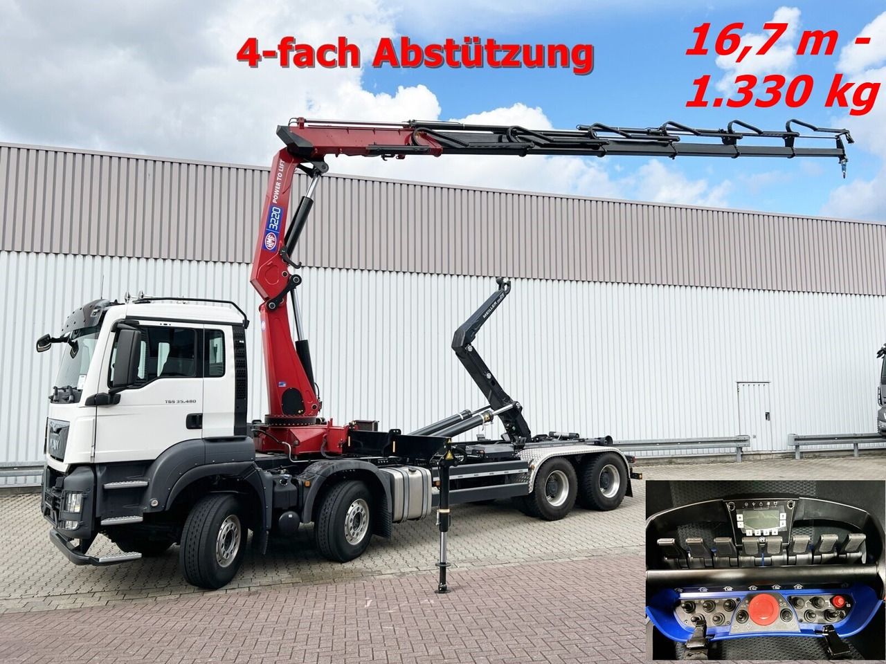 MAN TGS 35.480 8X4 BL TGS 35.480 8X4 BL, Intarder, Kran HMF 3220-K6, 4-fach Abstützung, Funk - משאית הרמת וו, משאית מנוף: תמונה 1 MAN TGS 35.480 8X4 BL TGS 35.480 8X4 BL, Intarder, Kran HMF 3220-K6, 4-fach Abstützung, Funk - משאית הרמת וו, משאית מנוף: תמונה 1