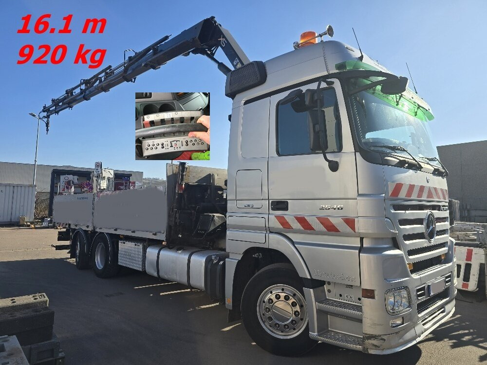 Mercedes-Benz Actros 2546 L 6x2 Actros 2546 L 6x2, Hiab Kran 244 E - 6 Hiduo, 16,1 m 920 kg, Funk - משאית מנוף, משאית צד נופל/ שטוחה: תמונה 1 Mercedes-Benz Actros 2546 L 6x2 Actros 2546 L 6x2, Hiab Kran 244 E - 6 Hiduo, 16,1 m 920 kg, Funk - משאית מנוף, משאית צד נופל/ שטוחה: תמונה 1