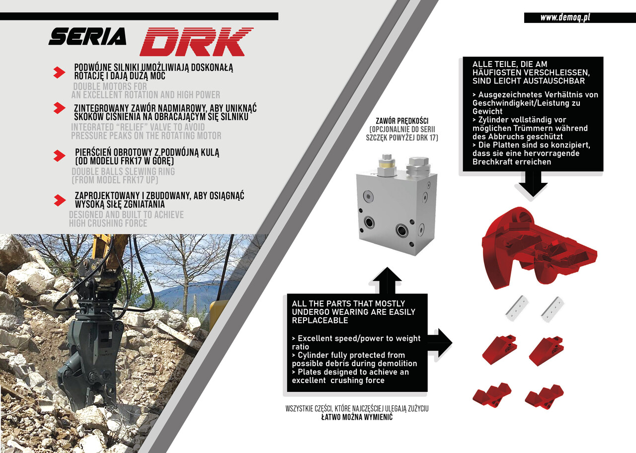 DEMOQ DRK21 Hydraulic Rotating Pulveriser Crusher 2000 KG - מזמרת הריסה עבור מחפר: תמונה 3 DEMOQ DRK21 Hydraulic Rotating Pulveriser Crusher 2000 KG - מזמרת הריסה עבור מחפר: תמונה 3