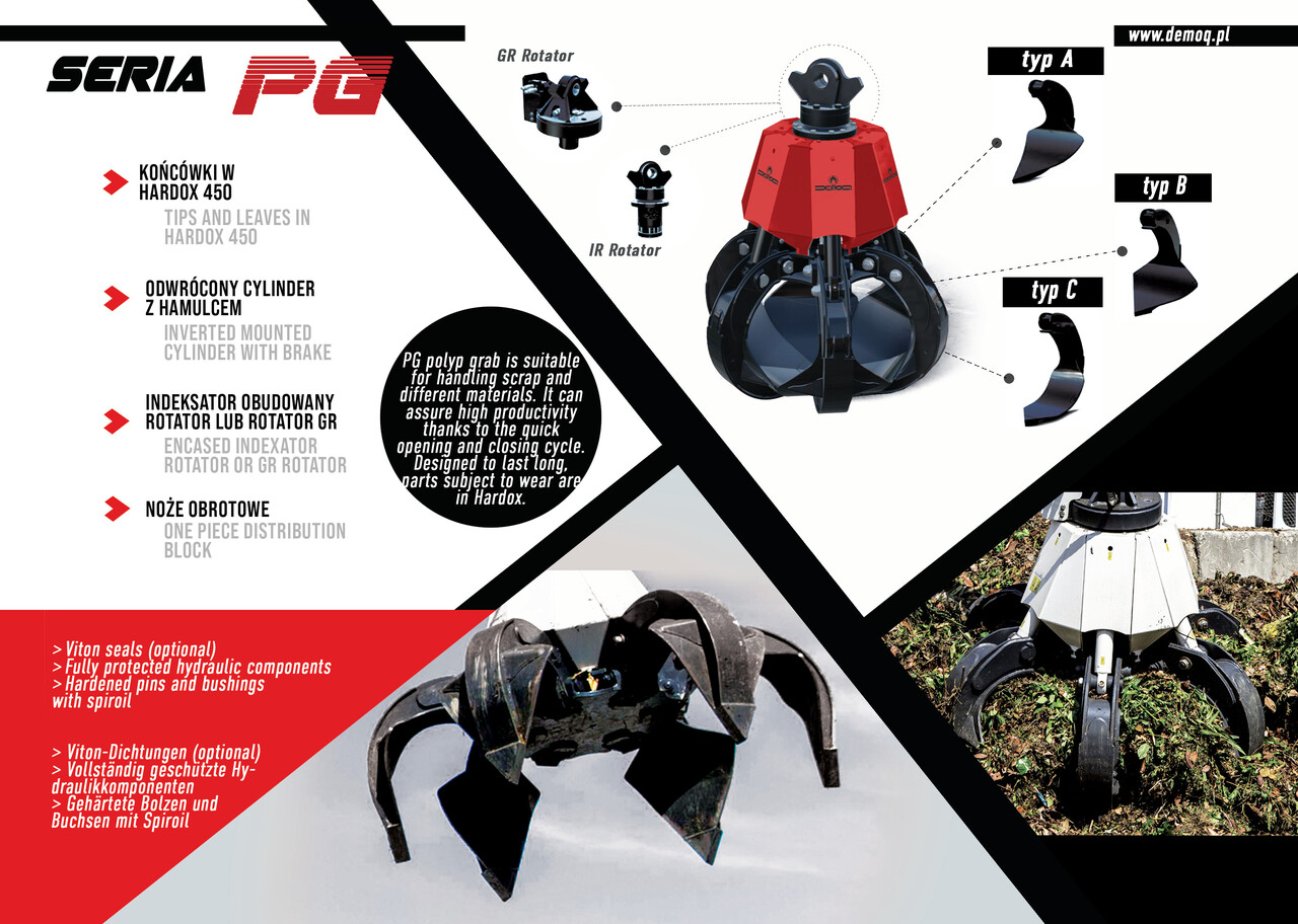 DEMOQ PG500 Hydraulic Polyp -grab - מכונת אחיזה עבור מכונת בנייה: תמונה 4 DEMOQ PG500 Hydraulic Polyp -grab - מכונת אחיזה עבור מכונת בנייה: תמונה 4