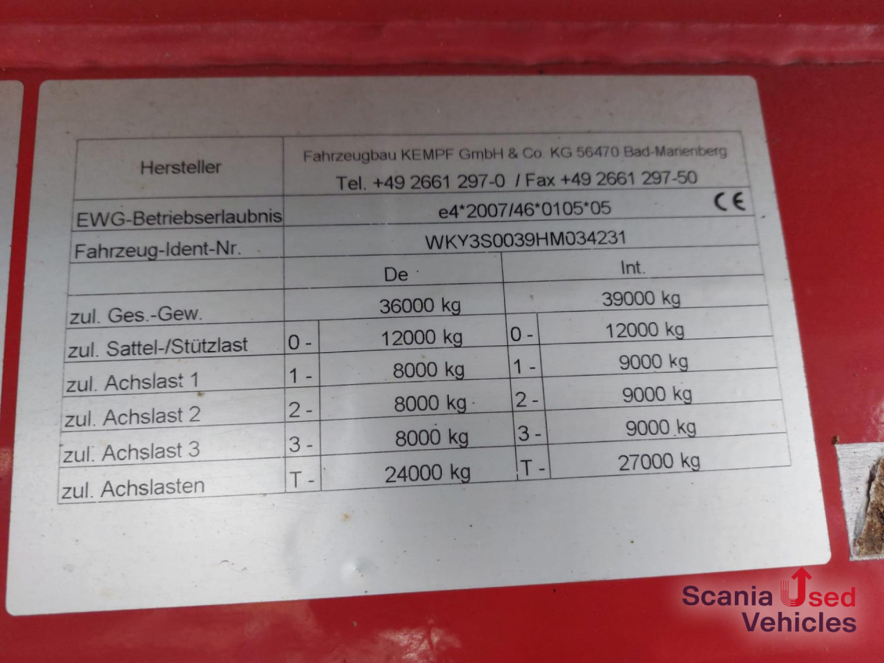 KEMPF SKM 3/S/ 39 A 10 Kastenmulde - סמיטריילר עם מזהיר: תמונה 4 KEMPF SKM 3/S/ 39 A 10 Kastenmulde - סמיטריילר עם מזהיר: תמונה 4