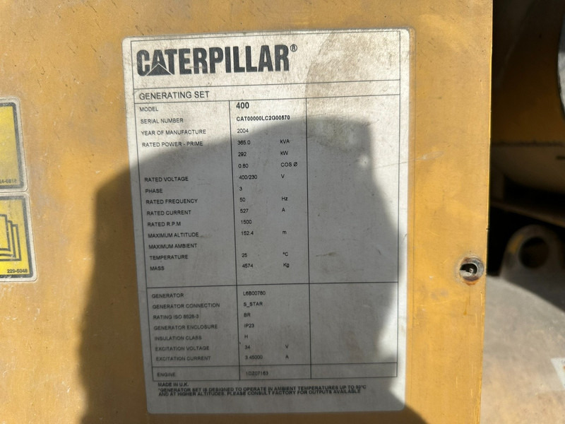 ערכת גנרטורים Caterpillar 400 GEN SET - 365kVA - 292kW - 400V/230V - 527A - 4574kg: תמונה 15