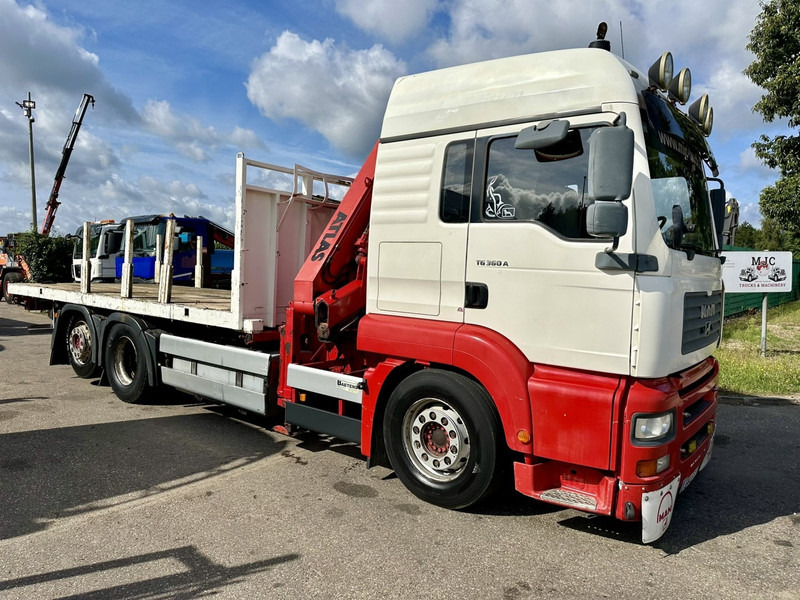MAN TG 360 A 6x2 + KRAN ATLAS 100.1 A3 - PLATFORM 5m80 - E3 - LIFT-AXLE - FULL AIR SUSPENSION - ZF AS TRONIC - BE TRUCK - משאית צד נופל/ שטוחה, משאית מנוף: תמונה 1 MAN TG 360 A 6x2 + KRAN ATLAS 100.1 A3 - PLATFORM 5m80 - E3 - LIFT-AXLE - FULL AIR SUSPENSION - ZF AS TRONIC - BE TRUCK - משאית צד נופל/ שטוחה, משאית מנוף: תמונה 1