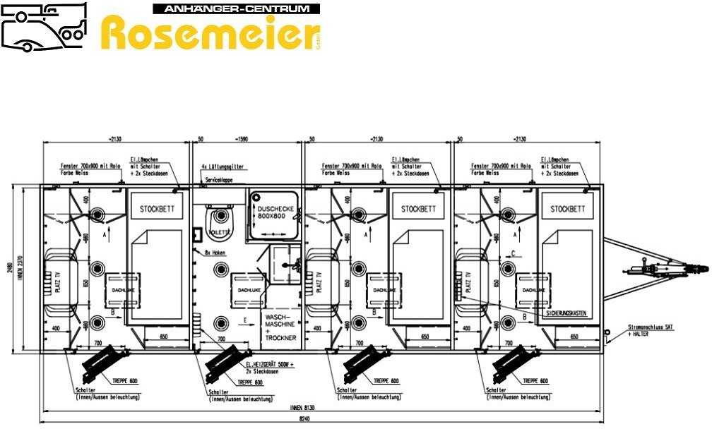 MOBI 8346 SP Tridem Mannschaftswagen - מכולת בנייה, קרון נגרר: תמונה 1 MOBI 8346 SP Tridem Mannschaftswagen - מכולת בנייה, קרון נגרר: תמונה 1
