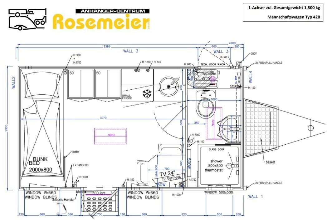 ROSEMEIER EW TA-NO Mannschaftswagen 420 Mannschaftswagen - מכולת בנייה, קרון נגרר: תמונה 2 ROSEMEIER EW TA-NO Mannschaftswagen 420 Mannschaftswagen - מכולת בנייה, קרון נגרר: תמונה 2