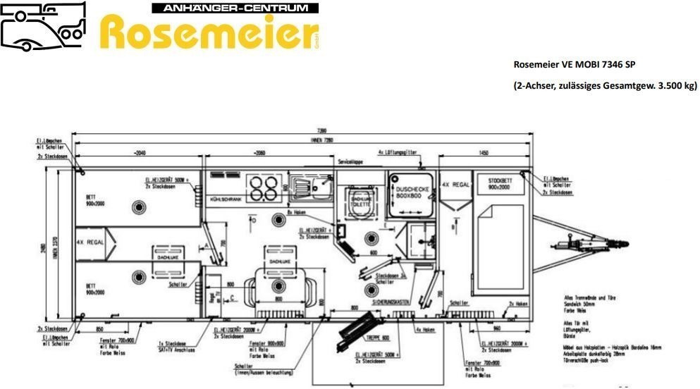 ROSEMEIER VE MOBI 7346 SP 1 Mannschaftswagen - מכולת בנייה, קרון נגרר: תמונה 2 ROSEMEIER VE MOBI 7346 SP 1 Mannschaftswagen - מכולת בנייה, קרון נגרר: תמונה 2