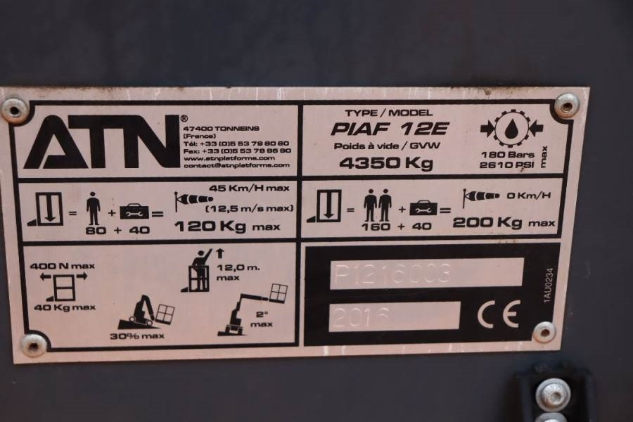 ATN PIAF 12E Electric, 12m Working Height, 5m Reach, T - זרוע מרפקי: תמונה 3 ATN PIAF 12E Electric, 12m Working Height, 5m Reach, T - זרוע מרפקי: תמונה 3
