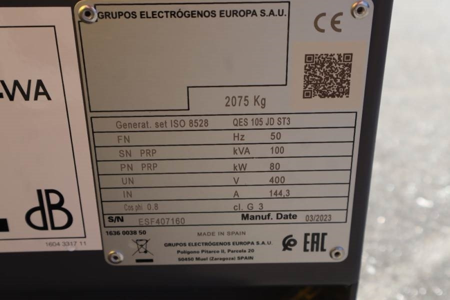 ערכת גנרטורים Atlas Copco QES 105 JD ST3 Valid inspection, *Guarantee! Diese: תמונה 6