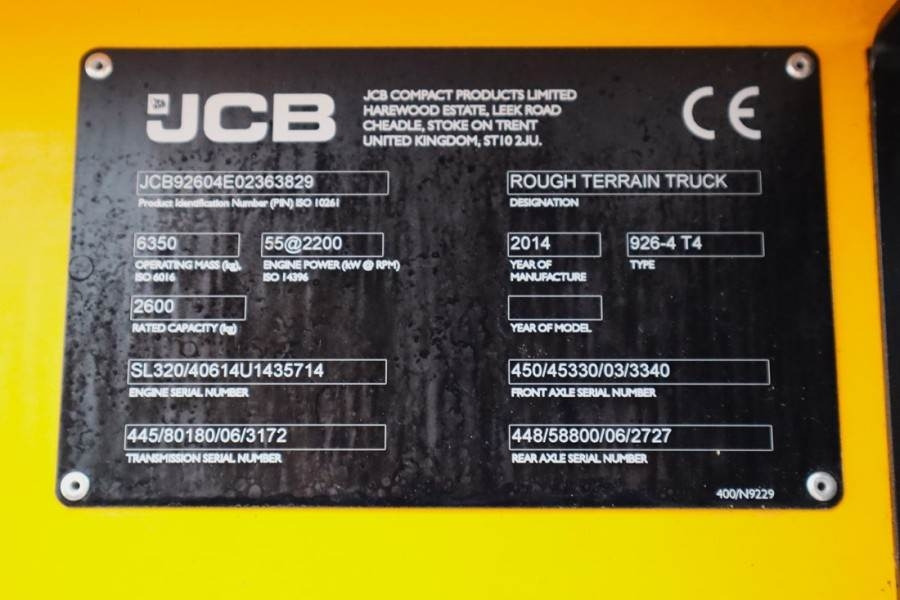 JCB 926 Diesel, 4x4 Drive, Triplex mast, 5500mm Liftin - מלגזת שטח קשה: תמונה 5 JCB 926 Diesel, 4x4 Drive, Triplex mast, 5500mm Liftin - מלגזת שטח קשה: תמונה 5
