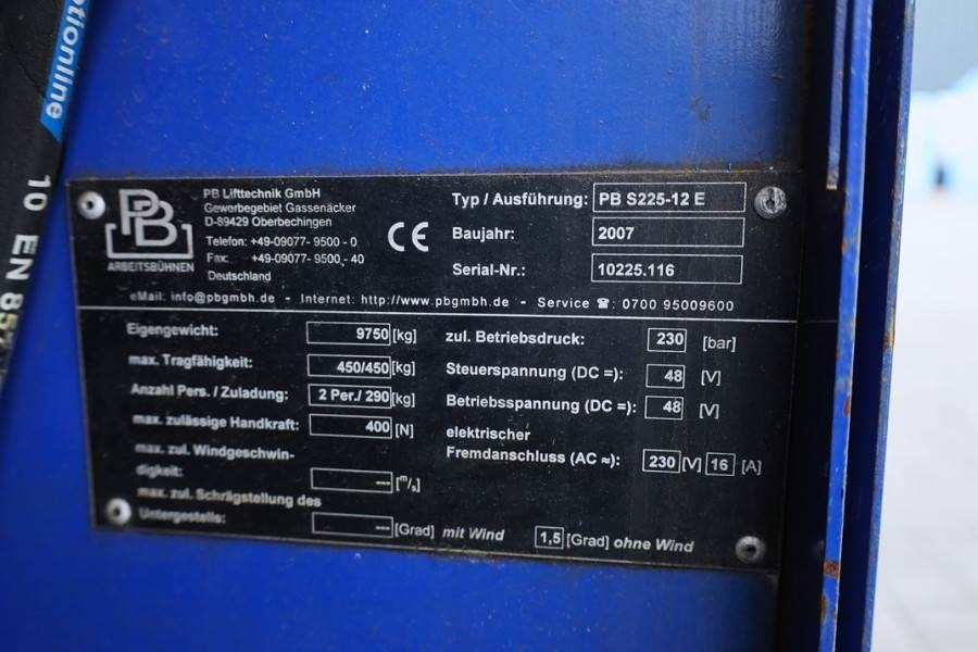 מעלית מספריים PB LIFT S225-12E Electric, 22.5m Working Height, 450k: תמונה 6