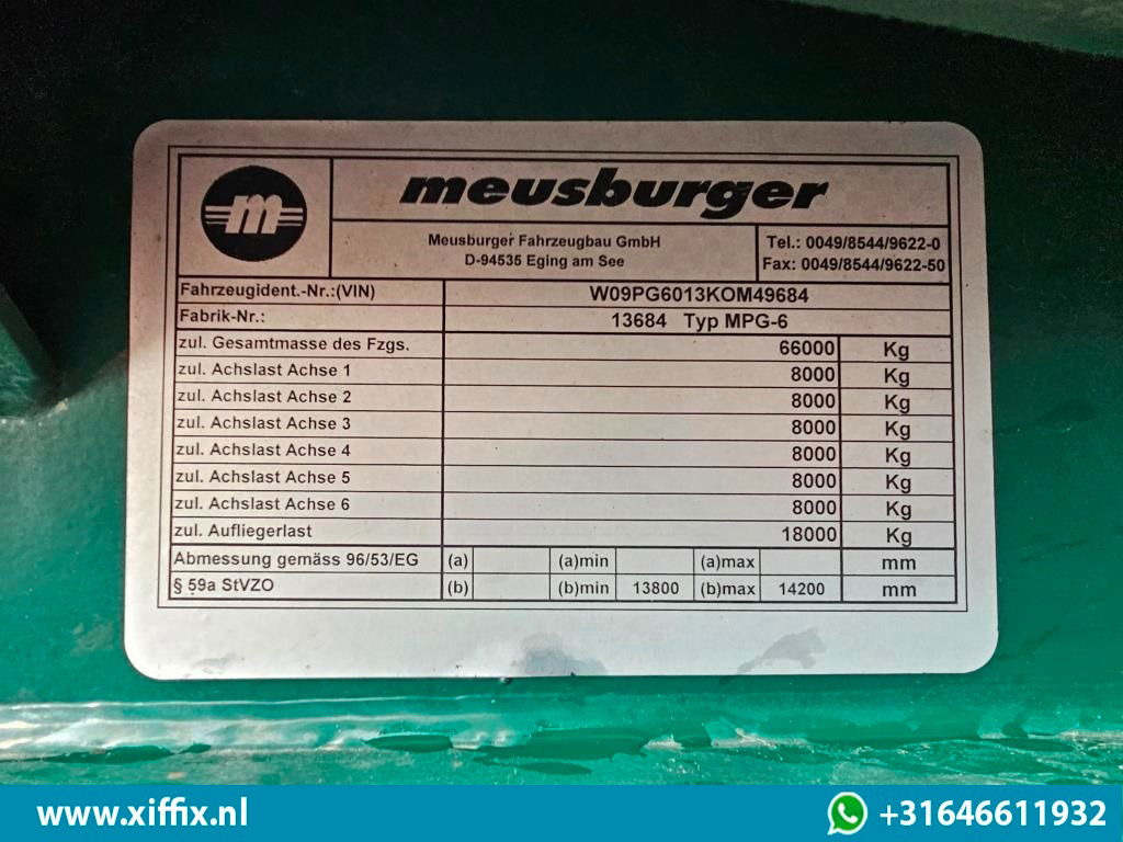 סמיטריילר עם מטען נמוך Meusburger 6-ass. Semi dieplader met elektrische huifopbouw / 3x naloop gestuurd: תמונה 18