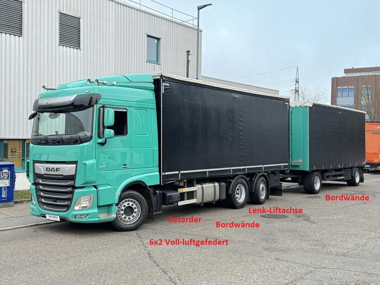 DAF XF480 6x2 Schiebeplane-Zug Bordwände Lenkachse - משאית וילונות צד: תמונה 1 DAF XF480 6x2 Schiebeplane-Zug Bordwände Lenkachse - משאית וילונות צד: תמונה 1
