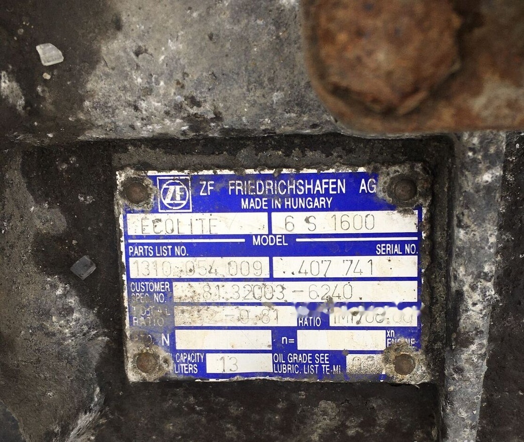 ZF Ecolite 6S1600 1310054009 - תיבת הילוכים עבור אוטובוס: תמונה 1 ZF Ecolite 6S1600 1310054009 - תיבת הילוכים עבור אוטובוס: תמונה 1