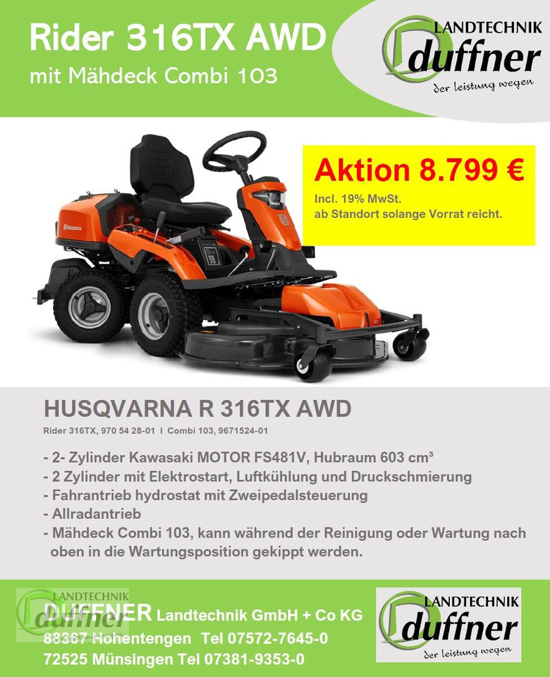 Husqvarna Rider 316TX AWD Allrad - מכסחת גינה: תמונה 1 Husqvarna Rider 316TX AWD Allrad - מכסחת גינה: תמונה 1