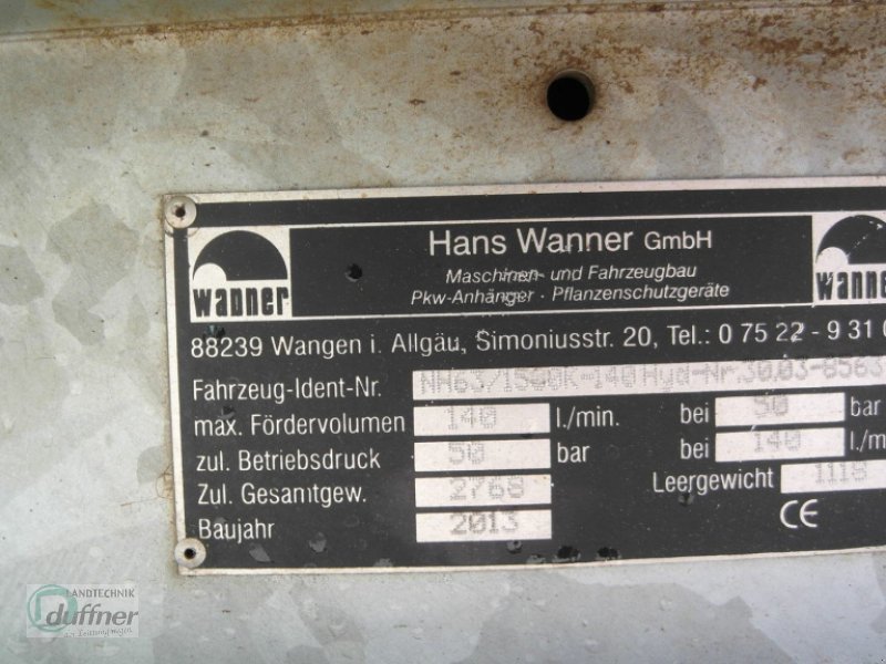 Wanner KH63/1500/140 hyd - מרסס נגרר: תמונה 5 Wanner KH63/1500/140 hyd - מרסס נגרר: תמונה 5