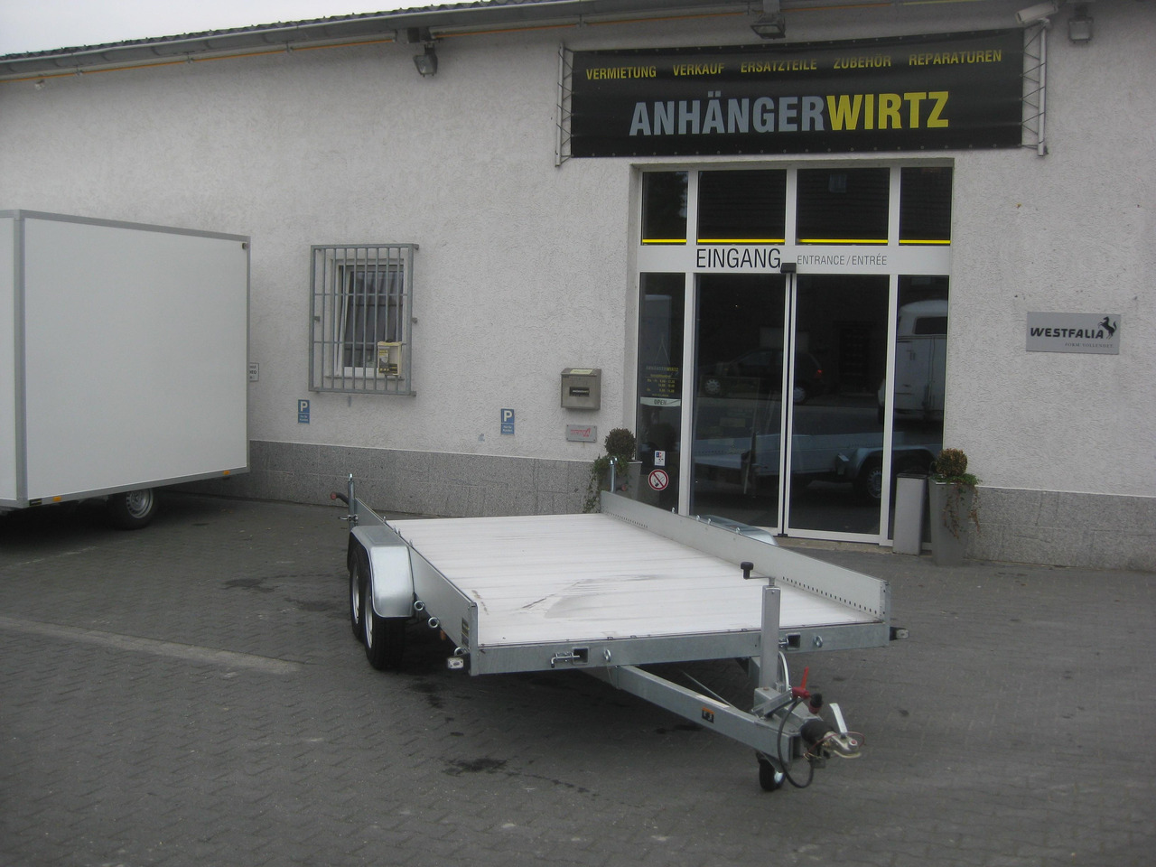 Anssems Transporter AMT 2500 440x190x18cm Aluboden Alurampen Seilwinde 2500kg Modell 22 - קרון נגרר צד נופל/ שטוח: תמונה 1 Anssems Transporter AMT 2500 440x190x18cm Aluboden Alurampen Seilwinde 2500kg Modell 22 - קרון נגרר צד נופל/ שטוח: תמונה 1