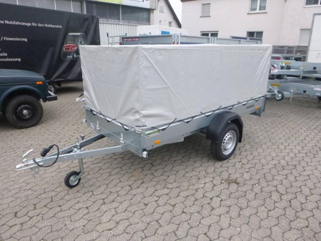 Brenderup Tieflader 2270SUB750 Stahl, 0,75 to. 2700x1300x270mm mit Hochplane 105 cm Lichte Höhe - קרון נגרר למכונית: תמונה 1 Brenderup Tieflader 2270SUB750 Stahl, 0,75 to. 2700x1300x270mm mit Hochplane 105 cm Lichte Höhe - קרון נגרר למכונית: תמונה 1