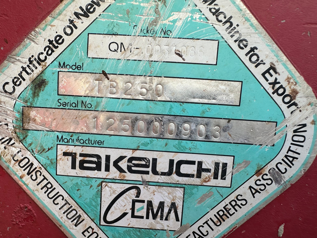 TAKEUCHI TB 250 5t - מחפר: תמונה 5 TAKEUCHI TB 250 5t - מחפר: תמונה 5